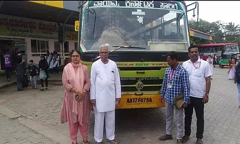 தாவணகெரேயில் விபத்து இழப்பீடு வழங்காததால் அரசு பஸ் ஜப்தி