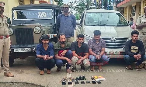 வனவிலங்குகளை வேட்டையாட முயன்ற 5 வாலிபர்கள் கைது