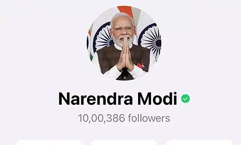 வாட்ஸ்-அப் சேனலில் பிரதமர் மோடிக்கு ஒரே நாளில் 10 லட்சம் பின்தொடர்பவர்கள்