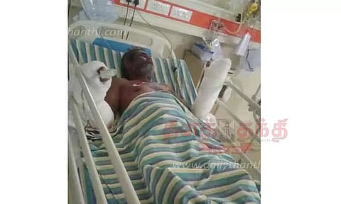 நங்கூர ரோப் சுற்றி தொழிலாளியின் கைகள் சிதைந்தன