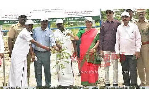 பிம்பலூர் கிராமத்தில் மரக்கன்று நடும் பணி