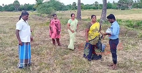 தண்ணீர் இன்றி கருகிய பயிர்களை கணக்கெடுக்கும் பணி