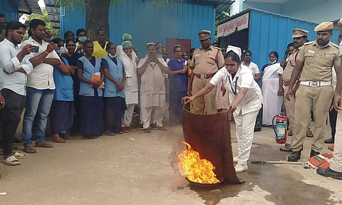 பழனி, நத்தம் உள்ளிட்ட பகுதிகளில் தீத்தடுப்பு, பேரிடர் மீட்பு ஒத்திகை