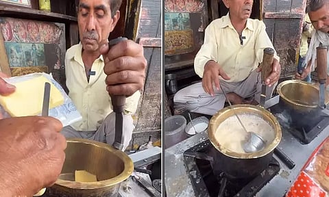 வித்தியாசமான முறையில் வெண்ணெய் டீ தயாரிக்கும் முதியவர்: தாறுமாறான கருத்துடன் வைரலாகும் வீடியோ