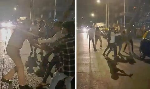 போலீஸ்காரர் மீது தாக்குதல் நடத்திய இளைஞர்கள்; வலைதளத்தில் வீடியோ வைரல்