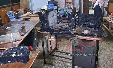 திருநள்ளாறு கொம்யூன் பஞ்சாயத்து அலுவலகத்தில் தீ விபத்து