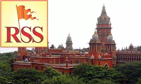 காவல்துறைக்கு எதிராக கோர்ட்டு அவமதிப்பு வழக்கு தொடர்ந்த ஆர்.எஸ்.எஸ்.