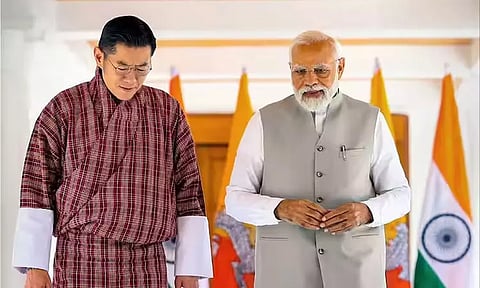 ஏப்ரல் மாதம் பிரதமர் மோடியும் பூடான் மன்னரும் சந்தித்து பேசிய போது எடுத்த படம் 