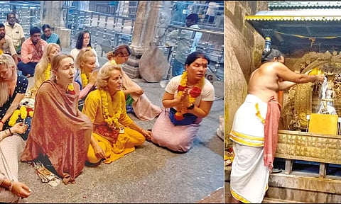 ஆலங்குடி குருபகவான் கோவிலில் ரஷிய நாட்டு பக்தர்கள் சாமி தரிசனம்