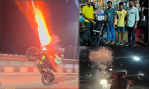 திருச்சி: பைக்கில் பட்டாசை கொளுத்தி வீலிங் செய்த இளைஞர்கள் - ஓட்டுநர் உரிமத்தை ரத்து செய்ய பரிந்துரை