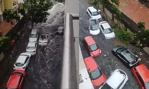 சென்னையில் தொடர் கனமழை: வெள்ளநீரில் அடித்துச்செல்லப்பட்ட கார்கள்...!