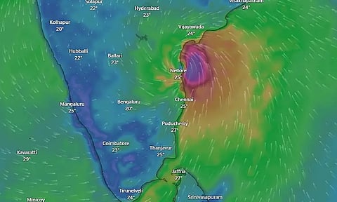 சென்னைக்கு வடக்கே 130 கி.மீ தொலைவில் மிக்ஜம் புயல்..!!