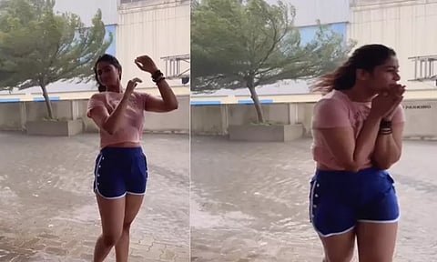 "இந்த ரணகளத்திலும் ஒரு குதூகலம் "மிக்ஜம் புயலின் போது பாட்டு பாடி ரசித்த நடிகை...!