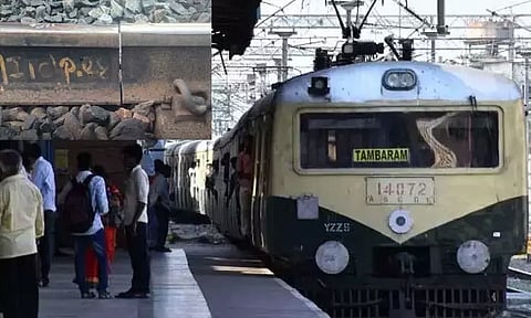 தண்டவாளத்தில் விரிசல்- மின்சார ரெயில் சேவை பாதிப்பு