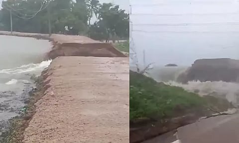 கோரம்பள்ளம் குளம் உடைந்தது - தூத்துக்குடி நகருக்குள் செல்லும் வெள்ளம்...!