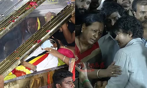 விஜயகாந்த் உடலை பார்த்து கண்ணீர் விட்ட நடிகர் விஜய் - நேரில் அஞ்சலி