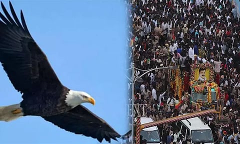 கொடை வள்ளல் இறுதி ஊர்வலம்: வானில் வட்டமிட்ட கருடன் - புல்லரிக்க வைக்கும் காட்சி...!