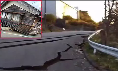 ஜப்பானில் கடும் நிலநடுக்கம்: இடிந்து விழுந்த கட்டிடம்.. உயிரோடு புதைந்த 6 பேர்