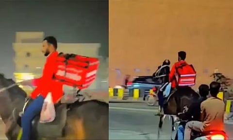 பெட்ரோல் தட்டுப்பாடு: குதிரையில் சென்று உணவு டெலிவரி செய்த இளைஞர் - வைரல் வீடியோ