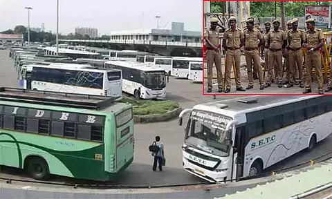 போக்குவரத்து தொழிற்சங்கத்தினர் வேலைநிறுத்தம்- தமிழகம் முழுவதும் பலத்த போலீஸ் பாதுகாப்பு