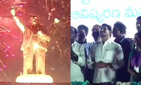 உலகின் மிகப்பெரிய அம்பேத்கர் சிலை: ஆந்திர முதல்-மந்திரி திறந்து வைத்தார்