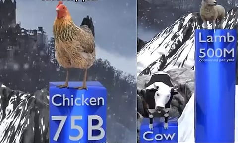 அடேங்கப்பா.. ஒவ்வொரு ஆண்டும் இவ்வளவு விலங்குகளை மனிதர்கள் சாப்பிடுகிறார்களா..? வைரலாகும் வீடியோ