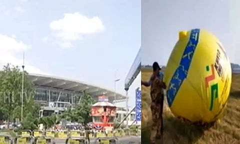 ஓடுபாதை அருகே விழுந்த ராட்சத பலூன் - சென்னை விமான நிலையத்தில் பரபரப்பு