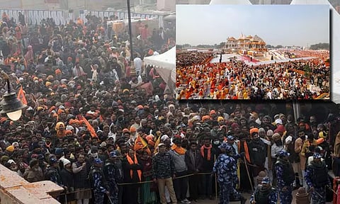 ஒரே நாளில் 3 லட்சம் பக்தர்கள் தரிசனம்: அயோத்தி கோவிலில் பலத்த பாதுகாப்பு ஏற்பாடுகள்