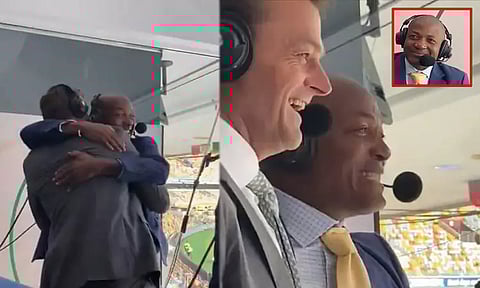 ஆஸ்திரேலியாவுக்கு எதிரான வெற்றி; ஆனந்த கண்ணீர் வடித்த பிரையன் லாராவை கட்டியணைத்த கில்கிறிஸ்ட் - வீடியோ