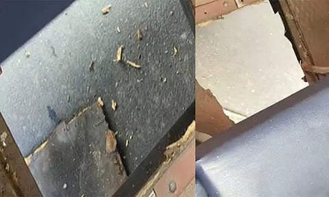 சென்னையில் ஓடும் பஸ்சில் பலகை உடைந்து விபத்து..கீழே விழுந்த பெண் காயம்; பயணிகள் அலறல்