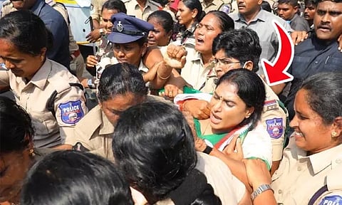 தலைமைச்செயலகம் முற்றுகையிடும் போராட்டம்: ஒய்.எஸ்.ஷர்மிளா ரெட்டி கைது