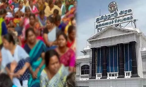 பழைய ஓய்வூதிய திட்டம் உள்ளிட்ட கோரிக்கைகளை வலியுறுத்தி தலைமைச் செயலக ஊழியர்கள் ஆர்ப்பாட்டம்