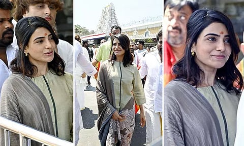 திருப்பதி ஏழுமலையான் கோவிலில் நடிகை சமந்தா சாமி தரிசனம்
