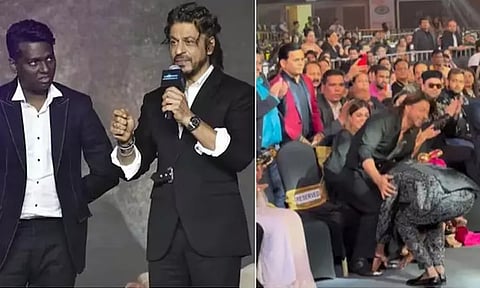 விருது வழங்கும் விழாவில் ருசிகரம்: ஷாருக்கான் காலில் விழுந்த அட்லி - நெகிழ்ந்த ரசிகர்கள்