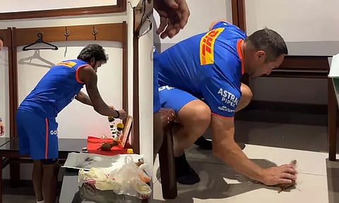 ஐ.பி.எல். 2024; தேங்காய் உடைத்து பூஜையுடன் மும்பை அணியில் இணைந்த ஹர்திக் பாண்ட்யா - வீடியோ