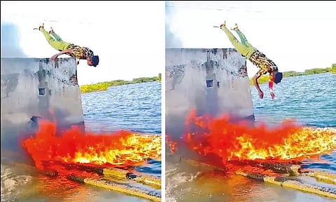 தூத்துக்குடி அருகே குளத்தில் பெட்ரோல் ஊற்றி தீவைத்து குதித்த யூடியூபர் கைது