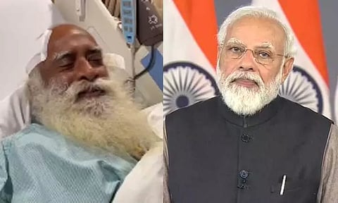 சத்குரு ஜக்கி வாசுதேவிடம் நலம் விசாரித்த பிரதமர் மோடி