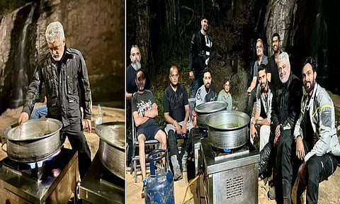 நடிகர் அஜித் சக பைக் ரைடர்களுக்கு பிரியாணி சமைத்து பரிமாறும் வீடியோ வைரல்!