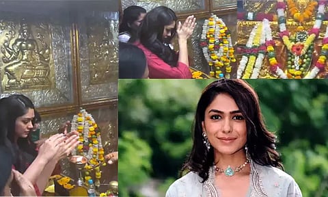 ஐதராபாத்தில் சாமி தரிசனம் செய்த மிருணாள் தாகூர்