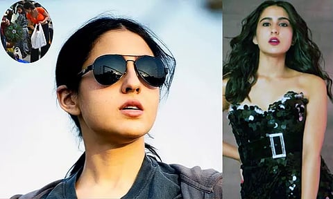 மும்பை; கோவிலுக்கு வெளியே சாரா அலிகான் செய்த செயல் - வீடியோ வைரல்