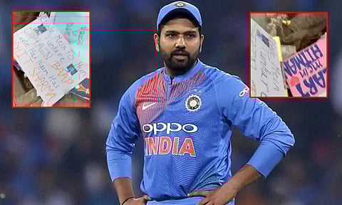 ரோகித் ஆதரவு போஸ்டர்களுக்கு அனுமதி மறுப்பு...!! ரசிகர்கள் கொந்தளிப்பு; வைரலான வீடியோ