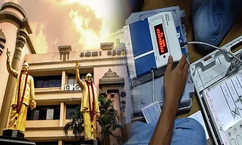 மின்னணு வாக்குப்பதிவு இயந்திரங்களில் குறைபாடு - சென்னை ஐகோர்ட்டில் தி.மு.க. ரிட் மனு தாக்கல்