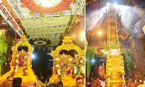 மதுரை மீனாட்சி அம்மன் கோவில் சித்திரை திருவிழா கொடியேற்றத்துடன் தொடங்கியது