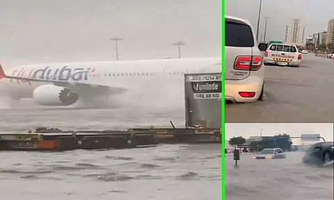 துபாய்: வெள்ள நீரில் மிதந்த விமான நிலையம்; வைரலான வீடியோ