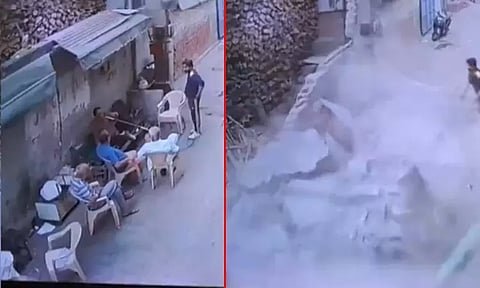 சுற்றுச்சுவர் இடிந்து விழுந்ததில் சிறுமி உட்பட 4 பேர் பலி: பதைபதைக்கும் சிசிடிவி காட்சிகள்