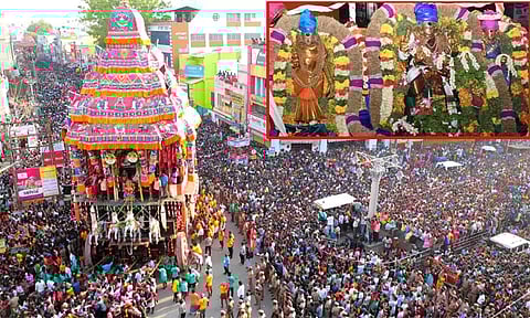 மதுரை சித்திரை திருவிழா தேரோட்டம் கோலாகலம்... ஆயிரக்கணக்கான பக்தர்கள் பங்கேற்பு
