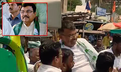 அதிக வெப்பம்: பிரசாரத்தில் மயங்கி விழுந்த வேட்பாளரால் பரபரப்பு