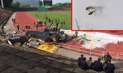 மலேசியாவில் ஹெலிகாப்டர்கள் மோதி விபத்து - 10 பேர் பலி