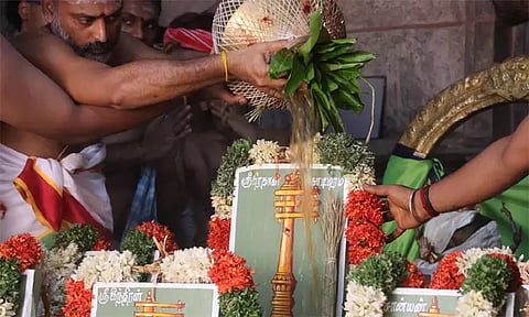 திருவானைக்காவல் கோவிலில் ரூ. 1கோடியில் புதிய கொடிமரங்கள்