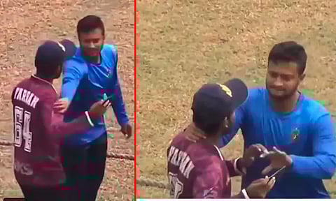 செல்பி எடுக்க வந்த ரசிகரை தாக்க முயன்ற ஷகிப் அல் ஹசன் - வைரலாகும் வீடியோ